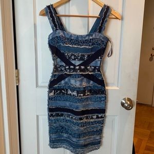 Rare, Vintage- gorgeous Herve Leger! Blue Jean sparkle! Stunning! Grab it.